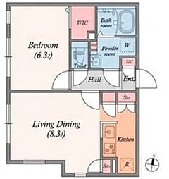 quadorNAKANO 1LDKの間取図画像