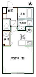 ラシーネ東中野 ワンルームの間取図画像