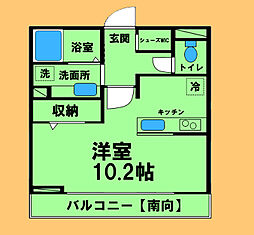 JR横浜線 橋本駅 徒歩9分の賃貸アパート 2階ワンルームの間取り