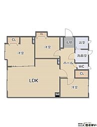 アンビエント松崎B 3LDKの間取図画像