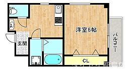 京阪本線 滝井駅 徒歩6分の賃貸マンション 5階1Kの間取り