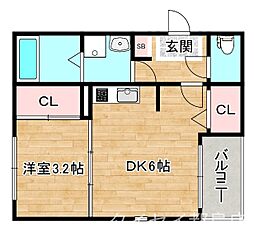 おおさか東線 城北公園通駅 徒歩10分の賃貸アパート 1階1DKの間取り