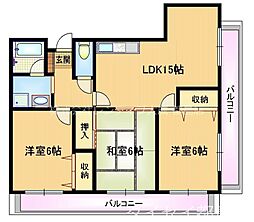 PALACIO名月 3階3LDKの間取り