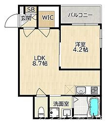 Osaka Metro谷町線 千林大宮駅 徒歩10分の賃貸マンション 2階1LDKの間取り