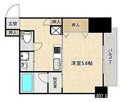 ドムス蒲生 1Kの間取図画像