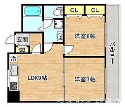 ドムス東梅田 2LDKの間取図画像