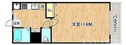 ミティオ森小路 1DKの間取図画像