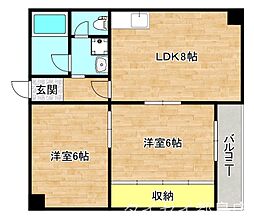 カトリエーム中島 2LDKの間取図画像