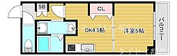 プレシャス中宮 1DKの間取図画像