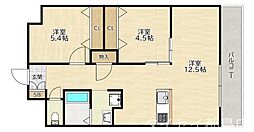 大阪市都島区都島本通4丁目マンション 2LDKの間取図画像