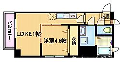 GLADSEKIME 1LDKの間取図画像