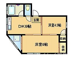 日建ハイツ 2DKの間取図画像