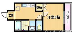 レスポワール西 1Kの間取図画像