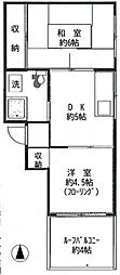 グレン四谷 2DKの間取図画像