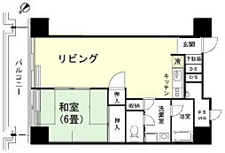 京王熱川マンション 1LDKの間取図画像