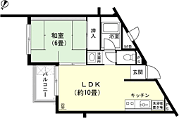 フジタ宇佐美マンションA棟 1LDKの間取図画像
