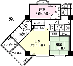 パークヴィラあたがわ壱番館 2LDKの間取図画像