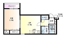 フジパレス近鉄八尾2番館 1Kの間取図画像