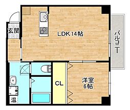 レクラン林寺 1階1LDKの間取り