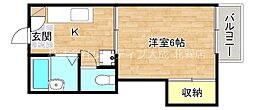 メゾンドショコラ 1Kの間取図画像