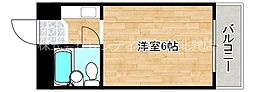 サンビル勝山北 1Kの間取図画像