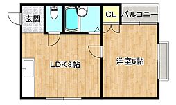 アークヒルズ 1LDKの間取図画像