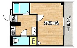 GOパレス森の宮 1Kの間取図画像