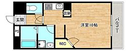 エトワールヴィル-R巽東 1Kの間取図画像
