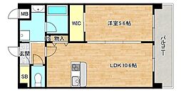 グリーンコート東小路 1LDKの間取図画像