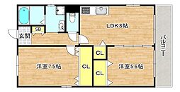 エレガンスカワカミ 2LDKの間取図画像
