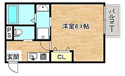 GOODLIFE鶴橋 1Kの間取図画像