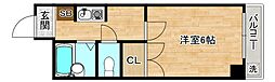 オーシャン新深江 1Kの間取図画像