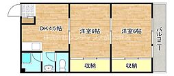 間島ハイツ 2DKの間取図画像
