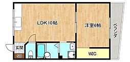 昌栄ハイツ 1LDKの間取図画像