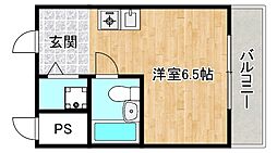 スカイプラザ3 ワンルームの間取図画像