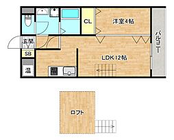グランパシフィック小路 1LDKの間取図画像