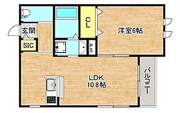 ルボートン南邸 1LDKの間取図画像