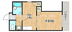 エイチ・ツー・オー新今里2ビル 1DKの間取図画像