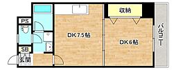 サウスパラジェ 1DKの間取図画像