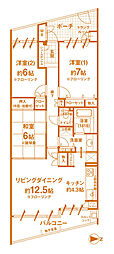 ルネラディウス芦屋川 3LDKの間取図画像
