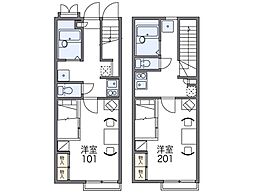 レオパレスエメラルド 1Kの間取図画像