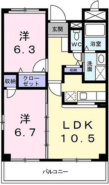 メゾン・ジエルメＭ 205｜兵庫県姫路市北今宿 2丁目(賃貸マンション2LDK・2階・53.73㎡)の写真 その2