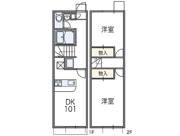 レオパレスＪステージII 103｜兵庫県姫路市網干区津市場(賃貸アパート2DK・1階・49.68㎡)の写真 その2