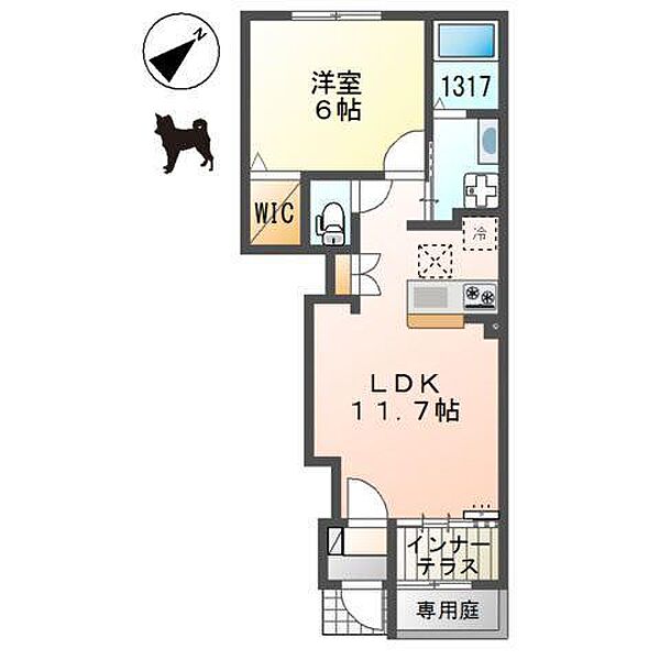 ライラック ｜兵庫県姫路市奥山(賃貸アパート1LDK・1階・43.21㎡)の写真 その2