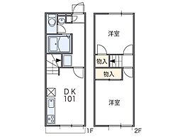 レオパレス太子2 2DKの間取図画像