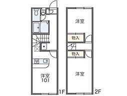 レオパレスローズガーデン 2DKの間取図画像