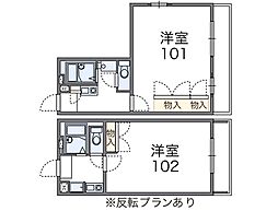 レオパレスボンヌ・シャンス 1Kの間取図画像