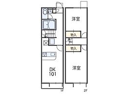 レオパレスラダックB 2DKの間取図画像