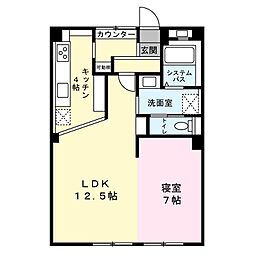 エクセレント宝殿3号棟 1LDKの間取図画像