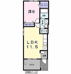 エンテラス池内B 1LDKの間取図画像